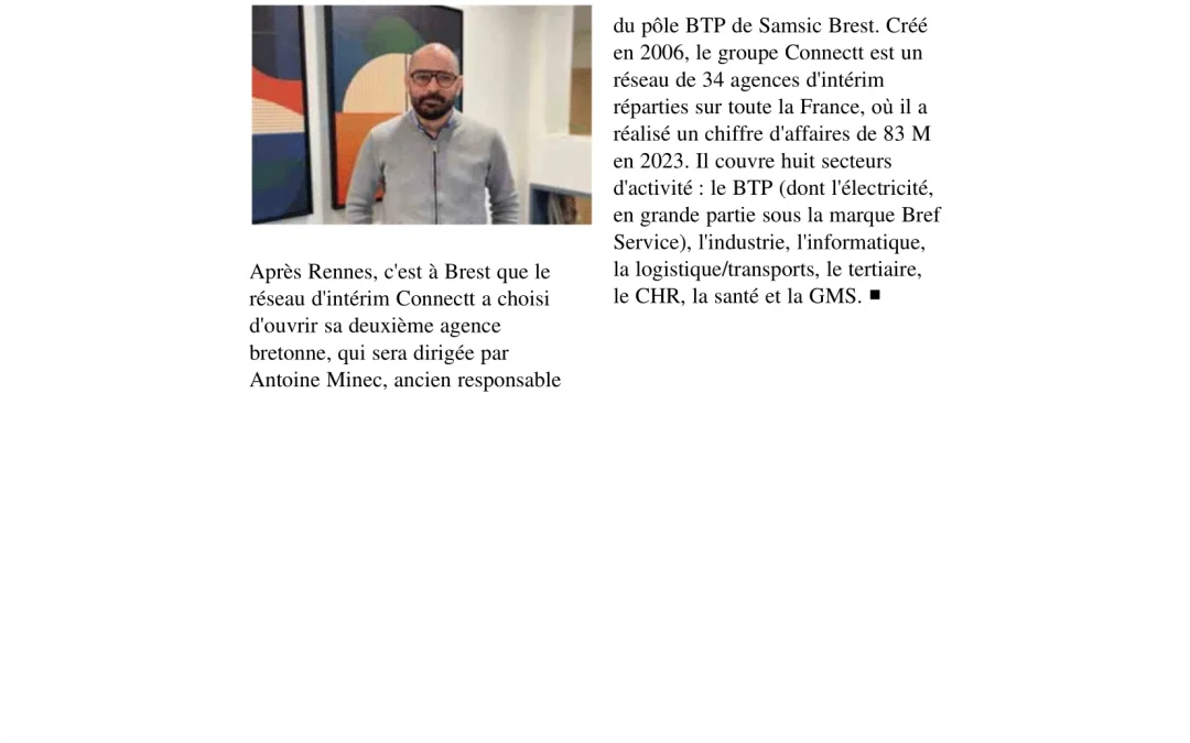 Connectt : nouvelle ouverture d&rsquo;agence à Brest