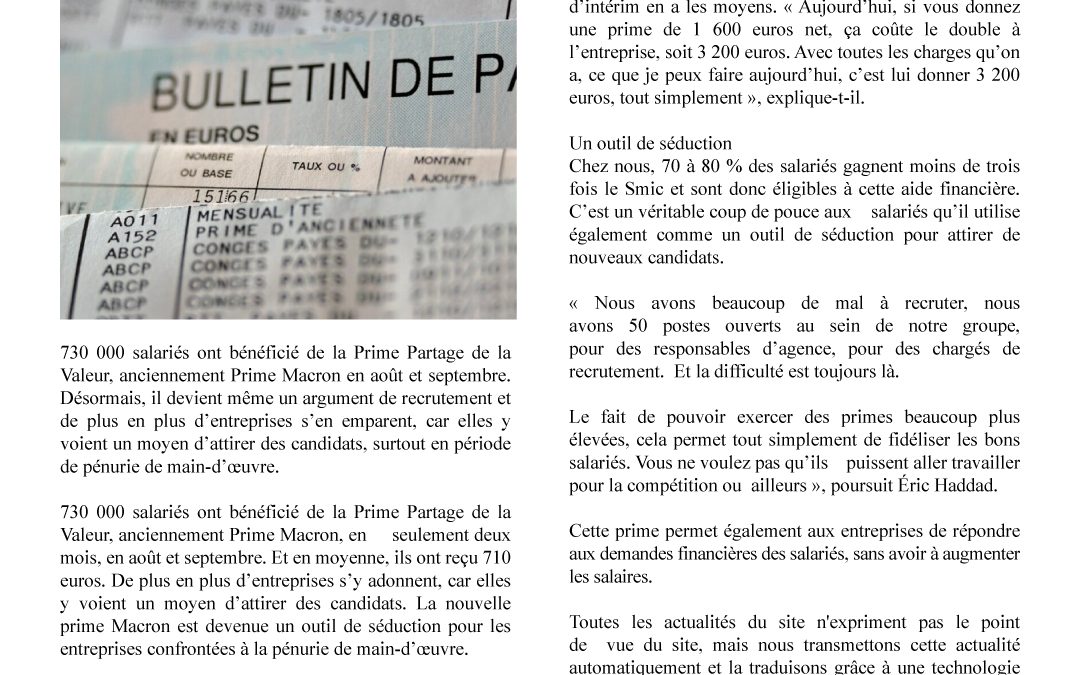 Nouvelle prime Macron : un atout de taille pour séduire les candidats et dynamiser le recrutement