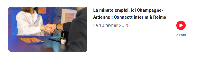 capture d'écran minute emploi champagne ardenne : Connectt Interim Reims