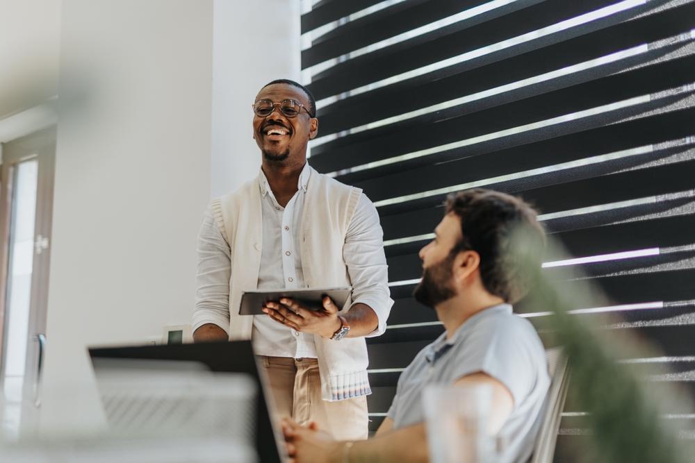 Good,Looking,,Male,Employees,,Teammates,,Working,Together,On,Their,Daily